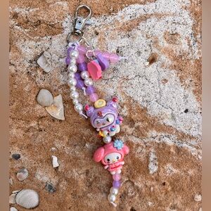 Kuromi and My Melody pearl keychain